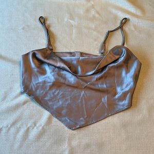 F21 satin cowl neck crop top
